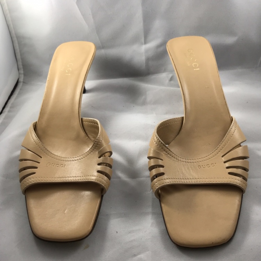 Gucci Beige Canvas Mule Sandals Size 11B